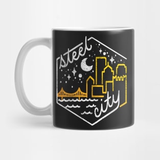 Steel City Monoline Skyline Hex Mug